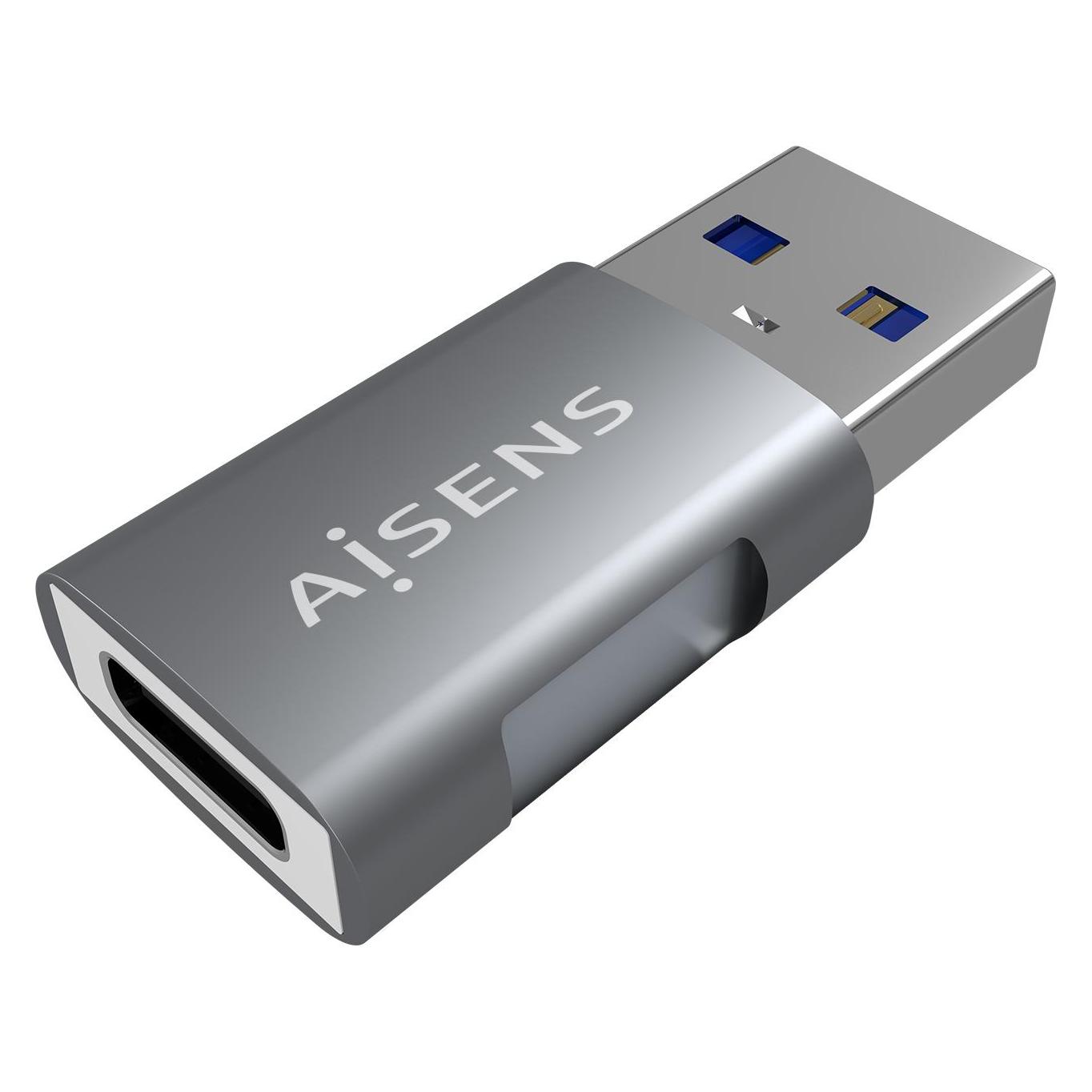 Aisens MINI ADAPTADOR USB 3.2 GEN2 10G 3A USB-C/H-A/M GRIS (USB 3.2 Gen 2) (A108-0655)