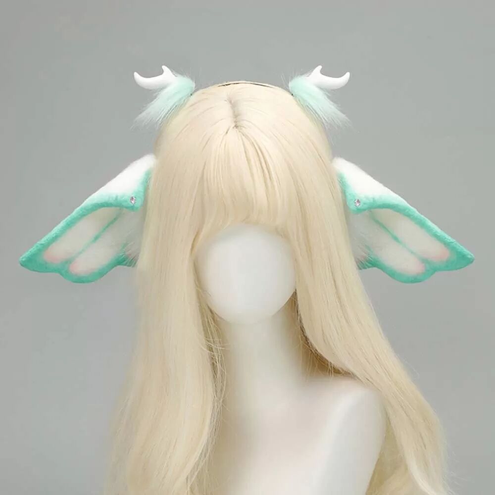 INF Gothic Engel Stirnband Cosplay Requisite - Süße Tierohren für Halloween & Anime Weiß+Gras