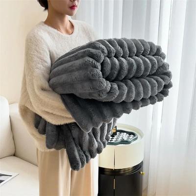 Uplift Picks Faux Rabbit Fur Throw Blanket Soft Fluffy Sofa Blanket gray 120x200cm (47x79inch)