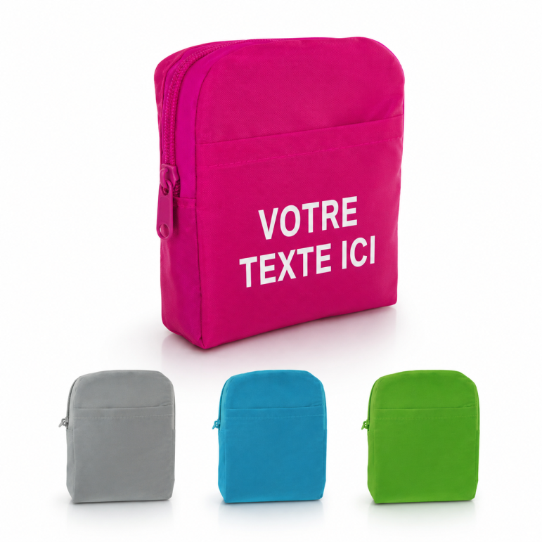Sac shopping publicitaire pliable polyester magenta