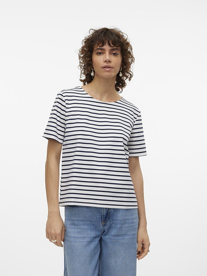 Vero Moda Shirt "Abby" in Dunkelblau/ Creme - L
