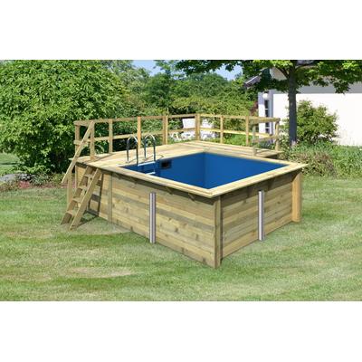Rechteckpool KARIBU "Milano B", kdi, B:462cm H:124cm L:483cm, Schwimmbecken, BxLxH: 462x483x124cm, mit Sonnenterrasse