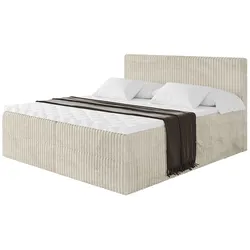 BOXBETT mit Matratze H4 und Lattenrost - TOLO - 200x200 Cord - Creme