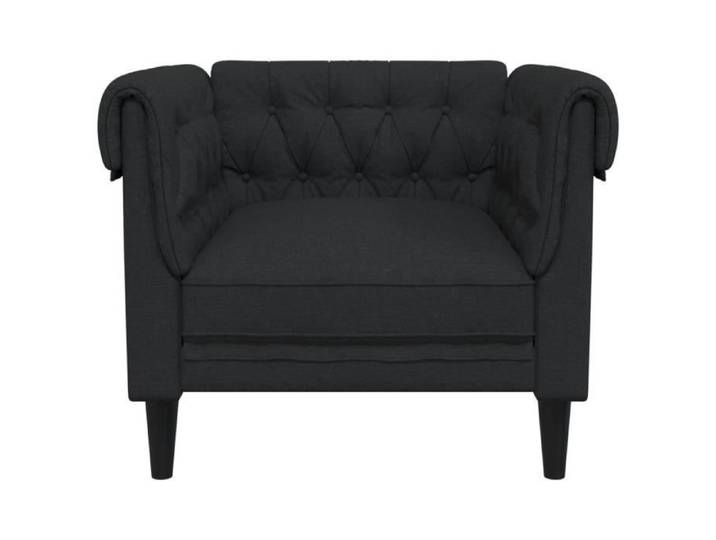 Fauteuil - MOTHINESSTO - Chesterfield - Noir - Tissu - Confortable