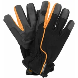 Fiskars Garten-Arbeitshandschuhe Größe 10, Arbeitshandschuhe, Garten Handschuhe, Gartenzubehör, Stoff, Schwarz / Orange, 24 cm, 1003477