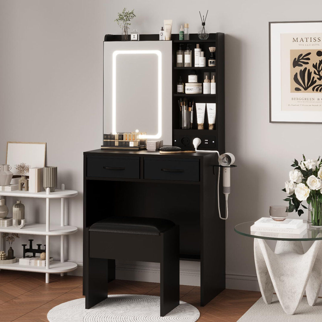 Metro Dressing Table Black 139cm H X 60cm W X 40cm D