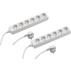 Meister Steckdosenleiste 7430480, mit 5m Kabel, 6-fach in weiß, 2 Stück