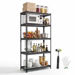 VEVOR Lagerregal 5-Stöckig Drahtregal 923x415x1813mm 907kg Gesamttragkraft, Gitterregal für Lager Garage Keller & Zuhause, Stahlkonstruktion, Regalböden Höhenverstellbar, Drahtgitterpaneele, Schwarz