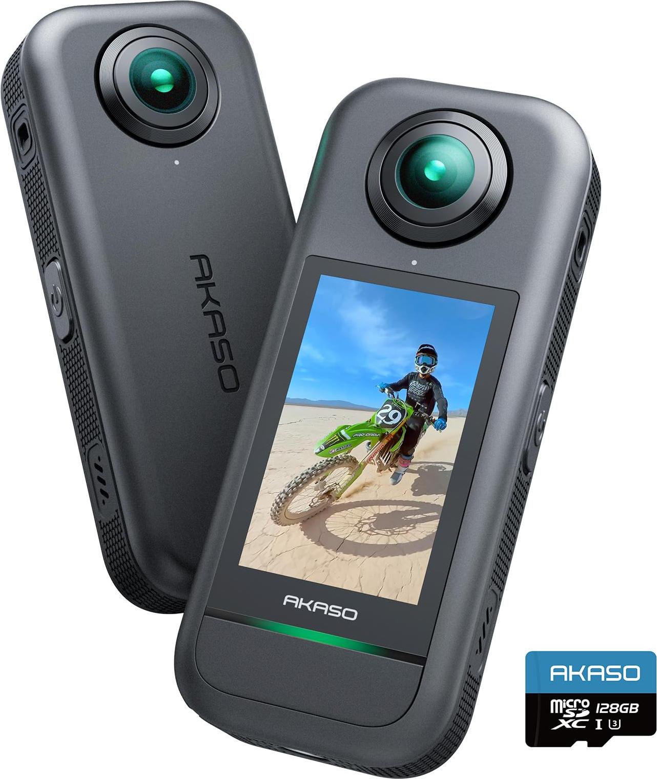 AKASO 360° Action Cam - 5.7K 72MP 360 Grad Actionkamera mit 128GB Speicherkarte