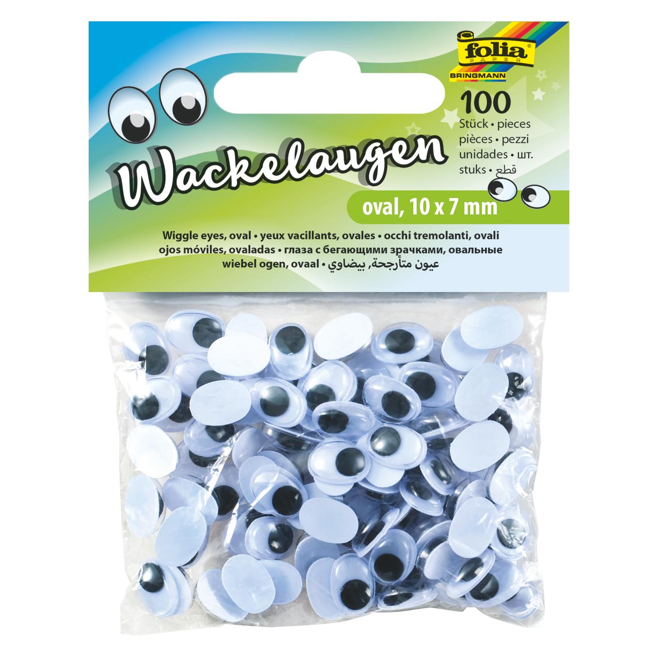 Folia Wackelaugen weiss oval 100 St. (751007)