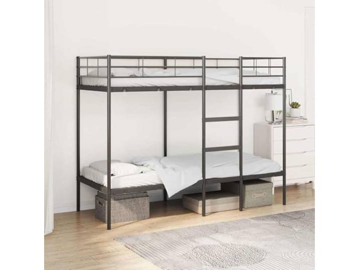 YUTAASU Etagenbett Ohne Matratze Schwarz 80x200 cm Stahl Robuste Stahlkonstruktion, Atmungsaktiver Lattenrost, Integrierte Leiter, Rausfallschutz, Platzsparend