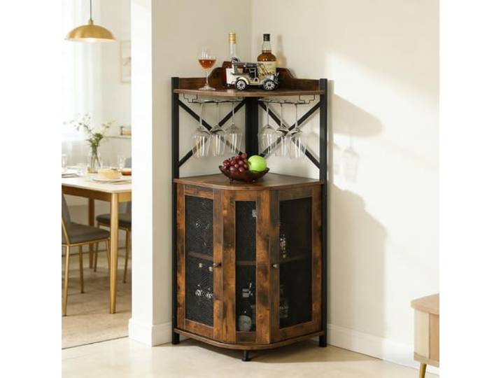 xixi-home Weinschrank Eckschrank Industrial Weinschränke aus Holz freistehende Weinregale，für Küche, Bar, Restaurant usw-Typ C