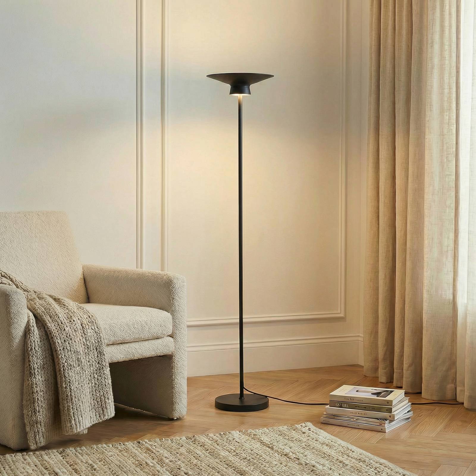 LED Floor Lamp Norvind Lindby, Black, Living / Dining Room, metal, Modern, Floor Lamp