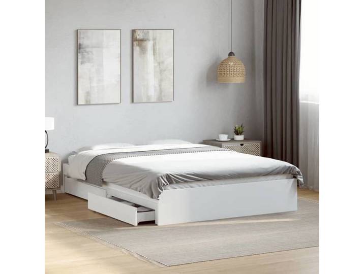Cadre de lit avec tiroirs sans matelas blanc 140x190 cm 3280685