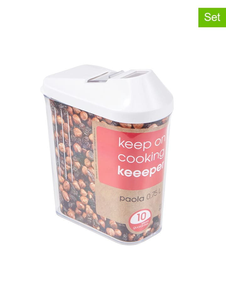 keeeper 5er-Set: Frischhaltedosen "Paola" in Weiß - 0,75 l - onesize