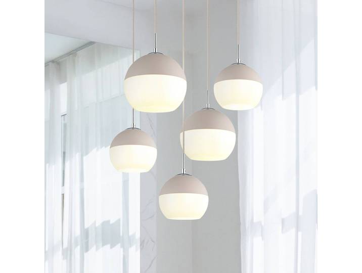 Globo Hängelampe Ragusa, dimmbar, weiß / opal, für Wohn- / Esszimmer, Metall, Pendelleuchte