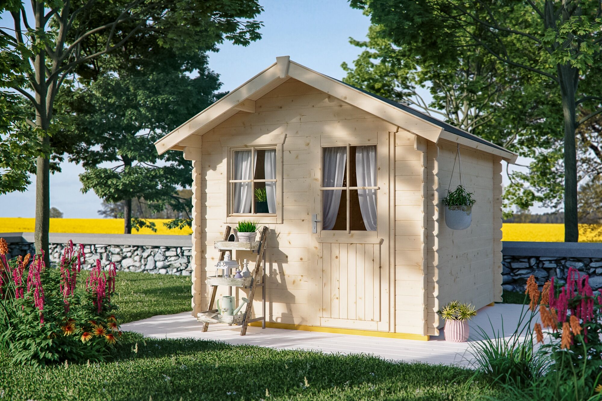 Gartenhaus SKANHOLZ "Porto 2", beige (natur), Fußboden im Gartenhaus, Holzwerkstoff, Gartenhäuser, Gartenhaus