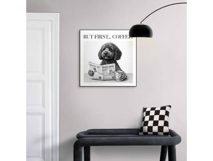 Bild mit Rahmen REINDERS Tagesablauf , farbe bild(er): schwarz, weiß, Bilder, B/H/T: 50cm x 50cm x 1,6cm, Tiere, 1 Stk., MDF, Bild mit Rahmen, Küche - Schwarz-Weiss - MDF - Tiere - 50x50 cm, B:50cm H:50cm T:1,6cm