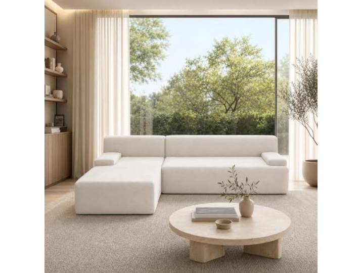 Acekool Ecksofa L-Form Schlafsofa 273 cm Extra Weiche Cord-Polsterung Links Chaiselongue, Modular, Boneless‑Design, Platzsparend, Kein Aufbau NötigFür Wohnzimmer, 273 x 167 x 59 CM