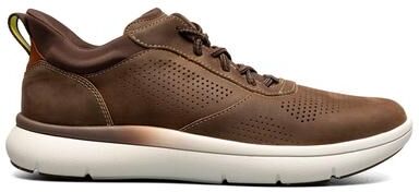 Florsheim Fleet Perf Toe Elastic Lace Sneaker (Men's) Casual in Brown, Size 8.5 W, Leather