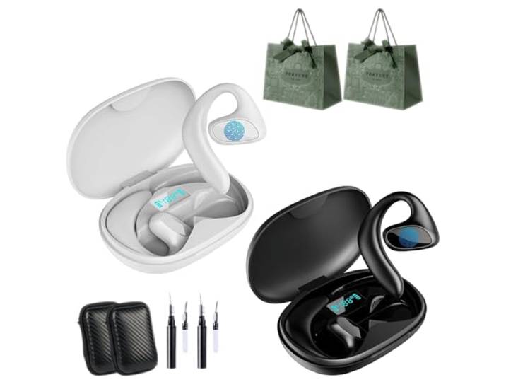 Talkbuds Translator, Qinux Talkbuds, 2025 KI Kopfhörer Übersetzer, 3-in-1 Sprachübersetzer Kopfhörer 144 Sprachen mit App, Open ear kopfhörer bluetooth, für Reisen, Business, Lernen (2-B)