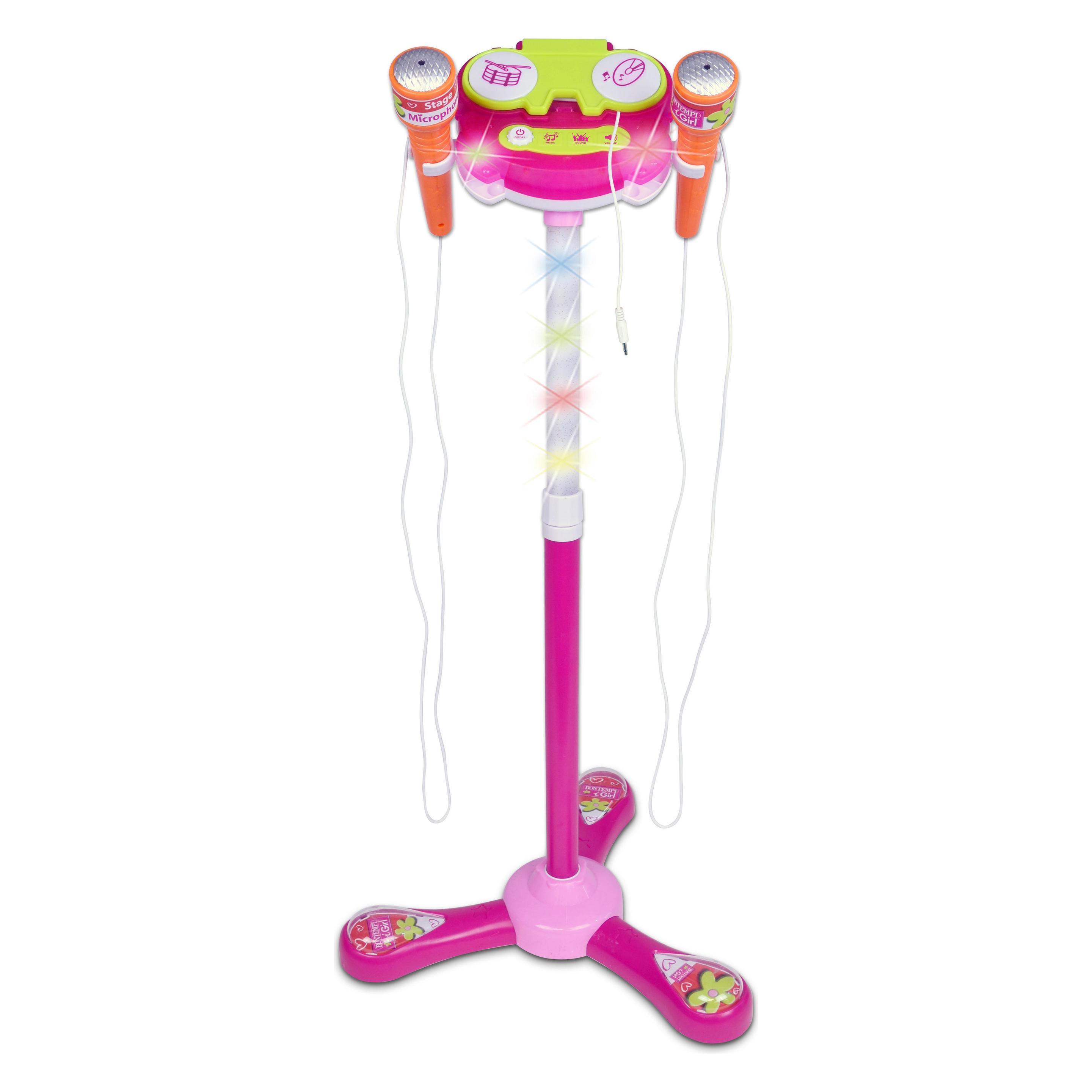 Bontempi Bühnenmikrofon mit 2 Mikrofonen Pink (40 1471)
