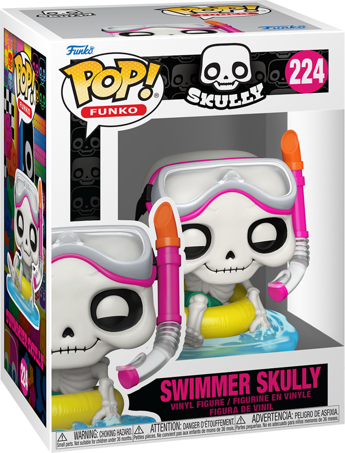 Funko Pop! Skeleton Summer Swimmer Skully Vinyl Figure #224 - Yellow/Pink/Blue - Funko Collectible