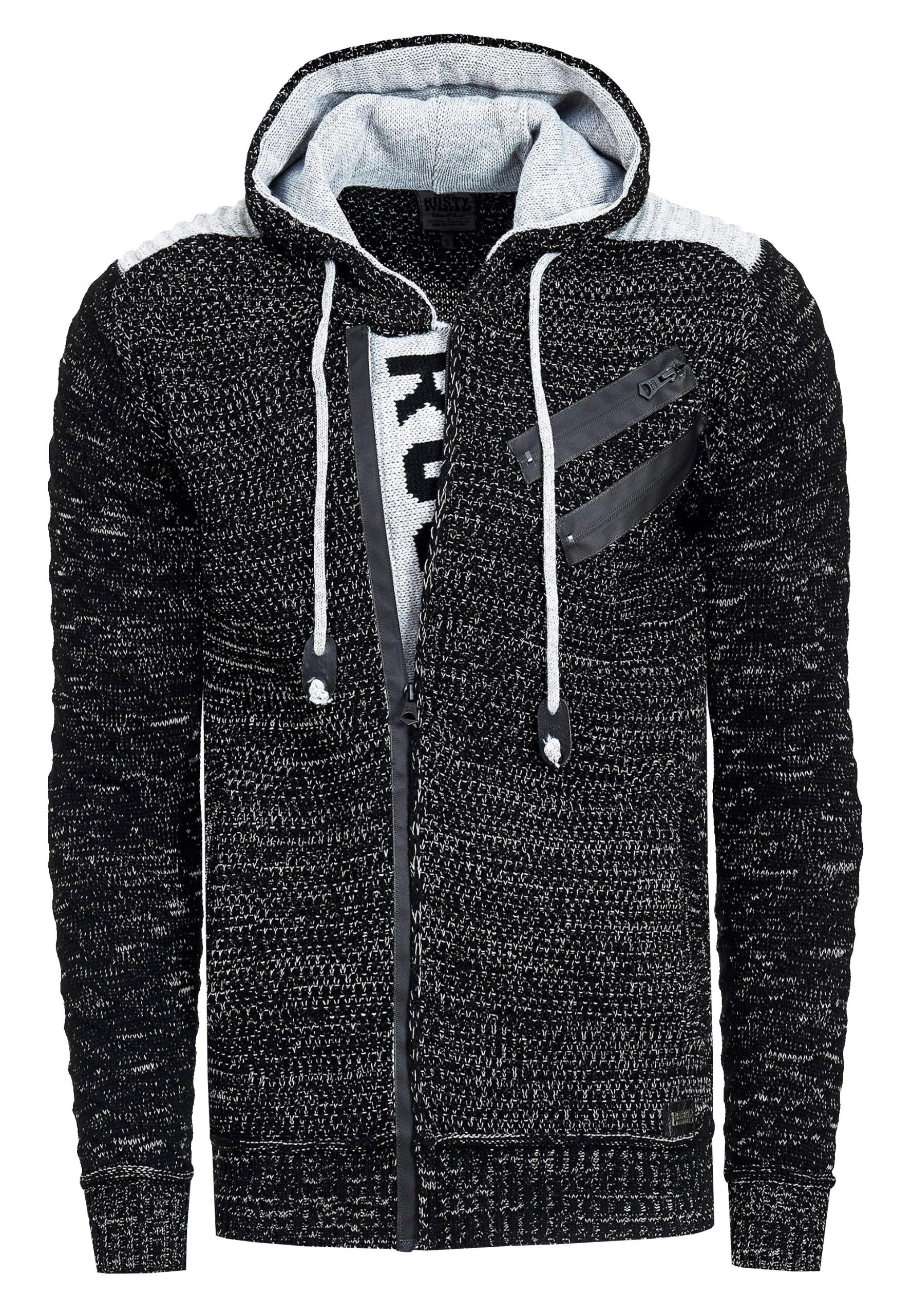 Full Zip Grobstrick Kapuzen-Strick-Jacke