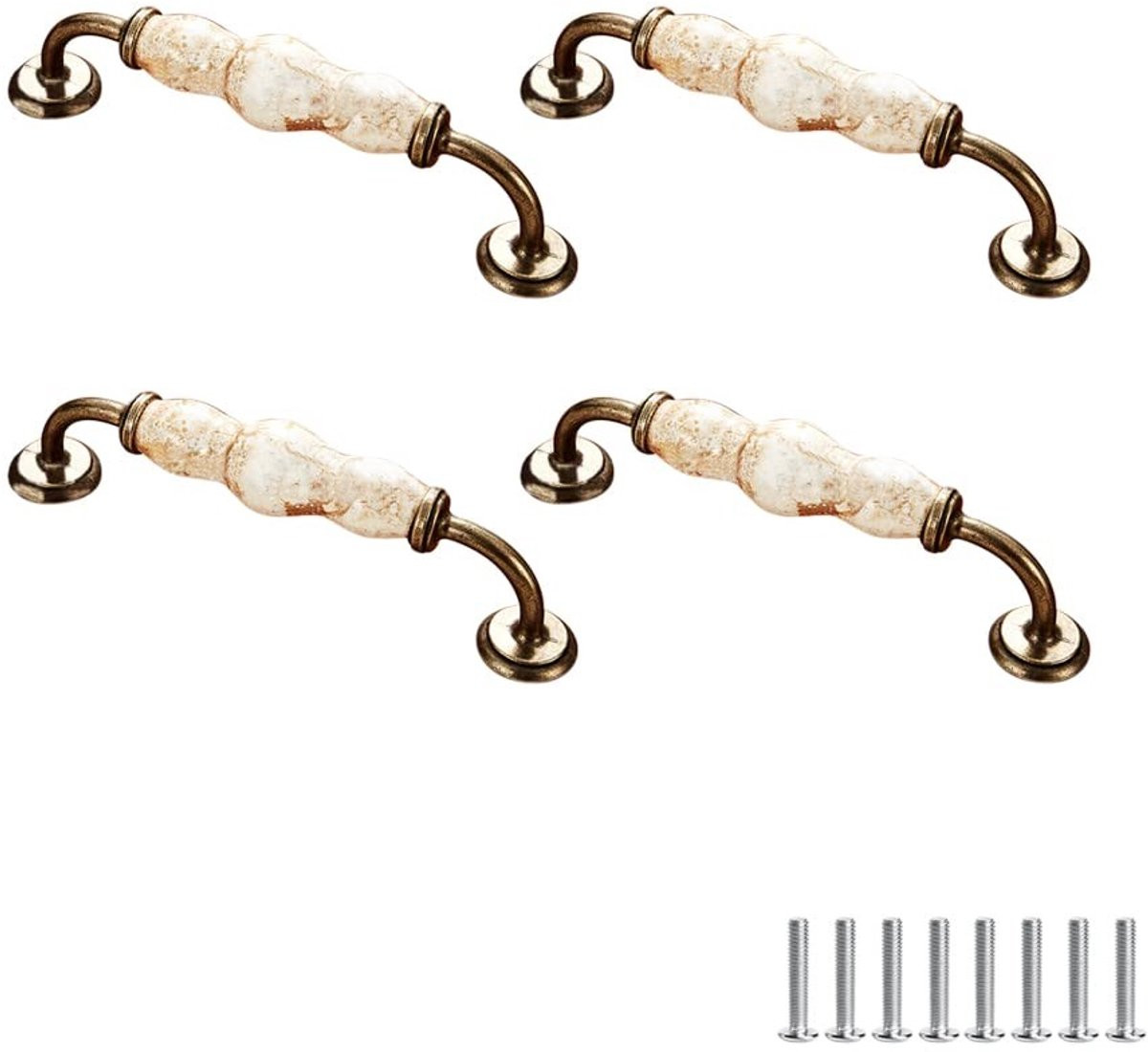 Dailygoods Kastdeurgrepen Vintage Keramisch - Boogvormige Meubelknoppen - 128mm