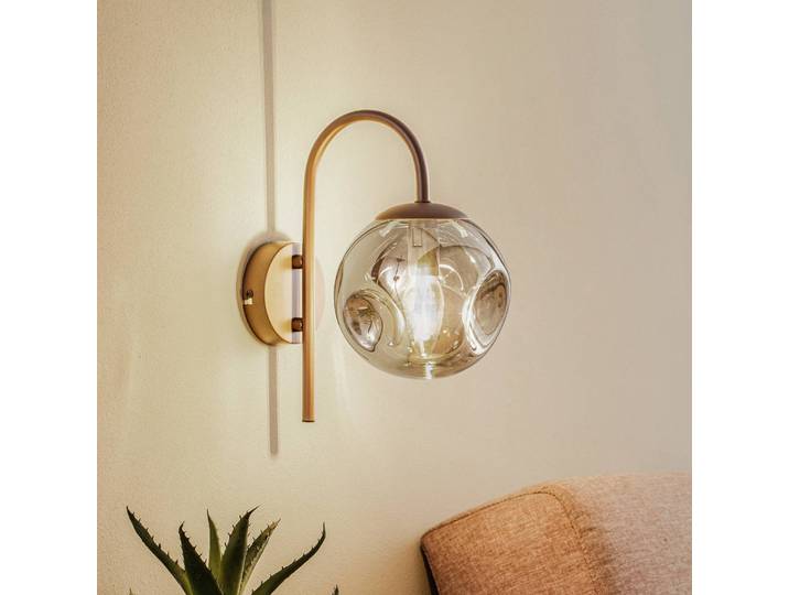 Wandlampe Valentina Lindby, dimmbar, braun / rost, für Wohn- / Esszimmer, Metall, Design, Wandleuchte, Wandlampe Innen