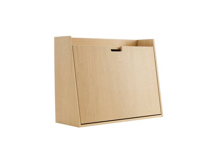Bureau mural avec rangements scandinave bois clair chêne L78 cm GABIN