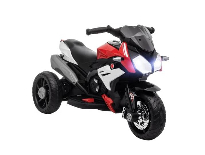 HOMCOM Elektro Kindermotorrad mit Musik für 3-5 Jahre 3 km/h Rot+Schwarz Scheinwerfer, Elektromotorrad, Kindermotorrad, Max. 25 kg