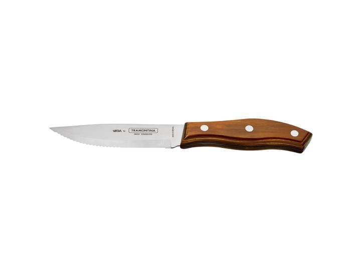 VEGA Jumbo-Steakmesser Picanha mit durchgehender Klinge 24 cm (L); silber, Griff hellbraun; 6 Stück / Pack