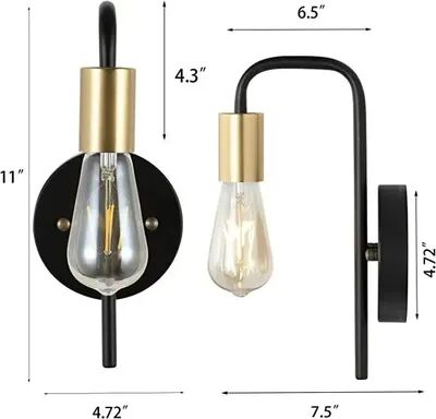 Friendly Fresh Finds Nordic Bend Pipe Wall Lamp Modern Wall Lamp For Bedroom Living Room Lighting black Gold