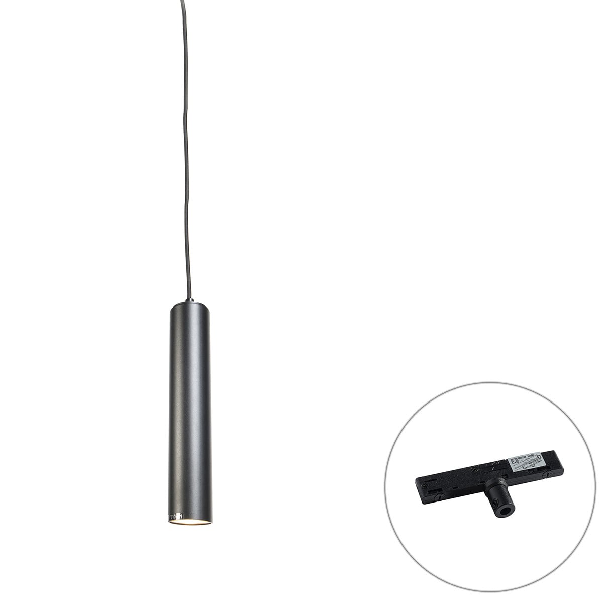 Qazqa Slimline Tuba Design hanglamp zwart met rail adapter en controller