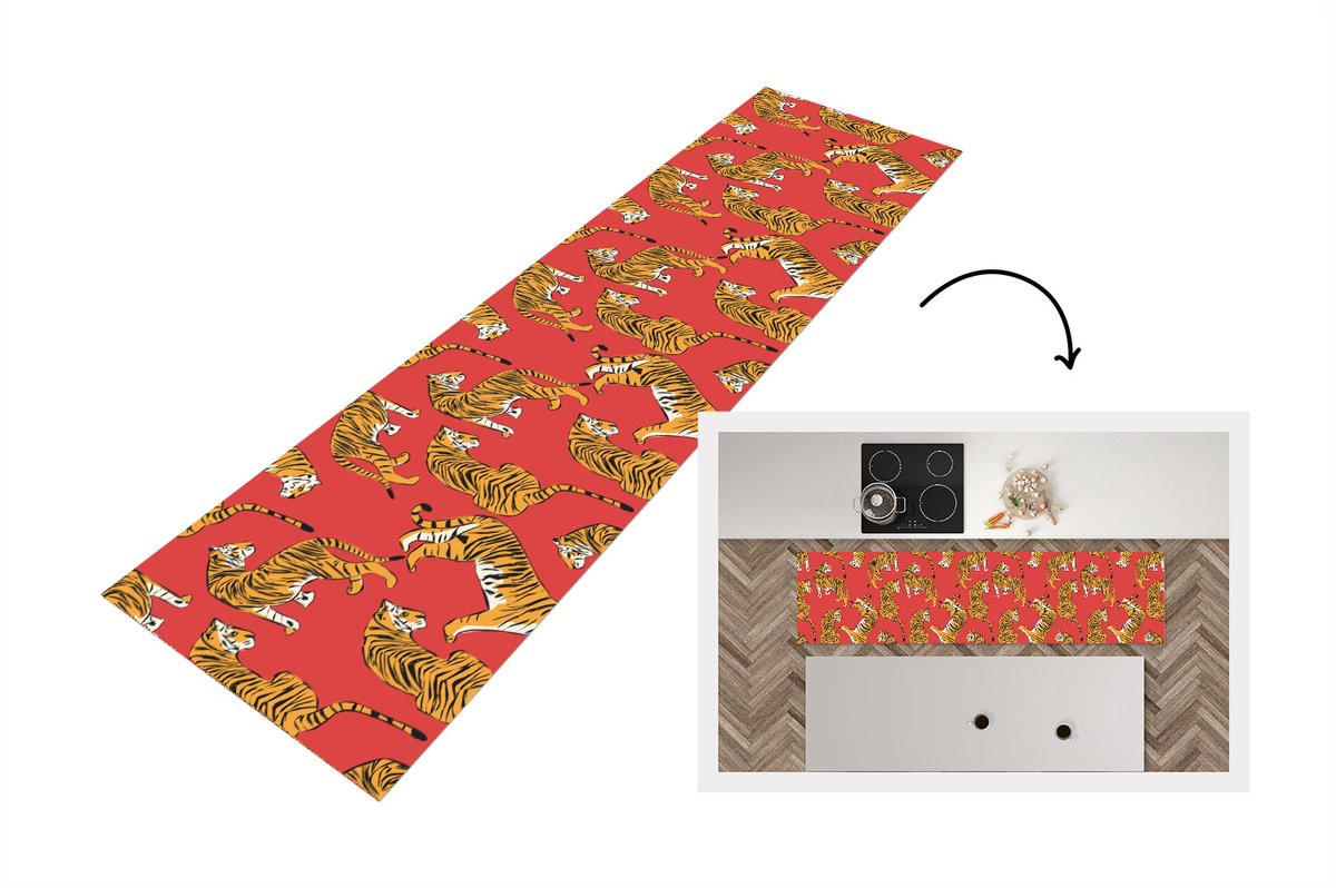 KitchenYeah Keukenloper Jungle Animal Patroon Vinyl B/D: 200 x 50 cm