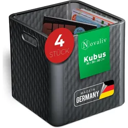 Novaliv, Aufbewahrungsbox, 4X Box 30x30x30 cm Kunststoff Boxen für Kallax Regal Körbe 30x30 Aufbewahrungsbox als Schran (25 l, 4x, 30 x 30 x 30 cm)