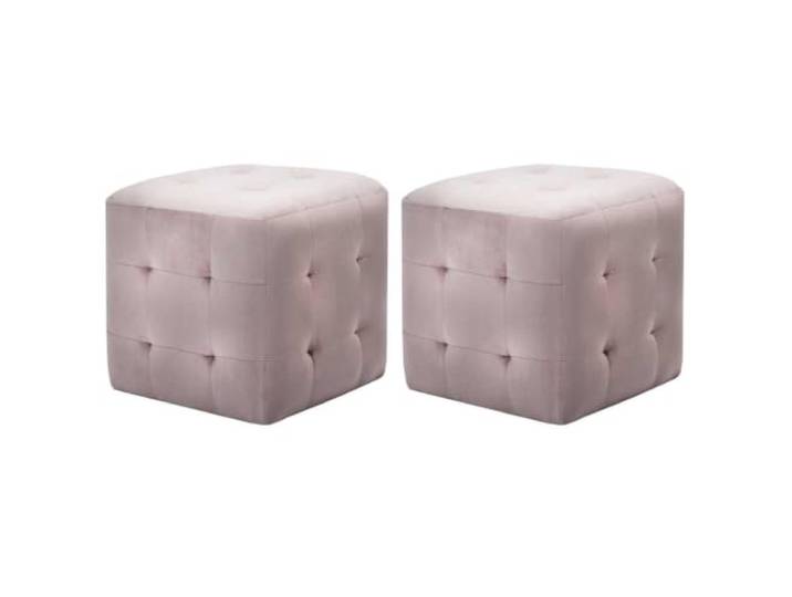 KUTYWEXFM Nachttisch 2er Set Rosa 30x30x30cm Samt Beistelltisch Hocker Vielseitiger Samt Beistelltisch im 2er Set fuer Schlafzimmer und Wohnzimmer, nutzbar als Sitzhocker mit Massivholzgestell.