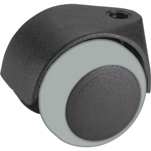 Dörner+Helmer Möbelrolle 761872, mit Rückenloch, 50mm Ø, Tragkraft 40 kg, Doppel-Lenkrolle aus TPE