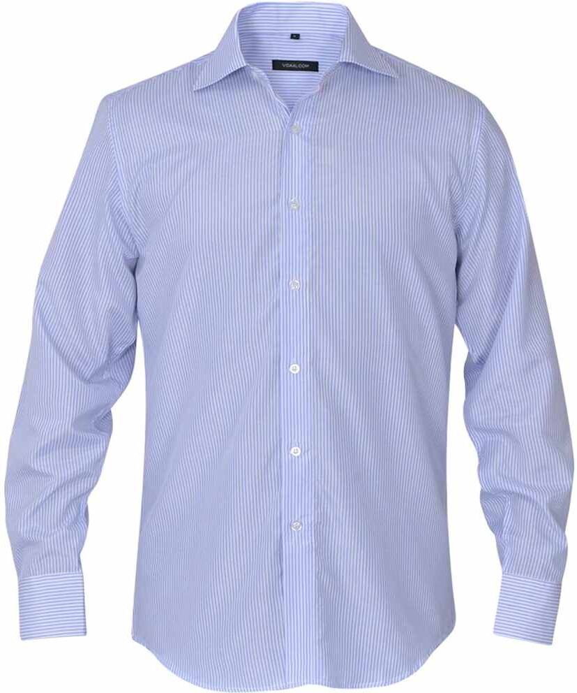 vidaXL Chemise pour hommes Blanc et bleu clair Rayée Taille S