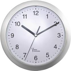 EUROTIME 56787 Funk Wanduhr 25 cm x 25 cm x 25 cm x 38 mm Silber Großes Display