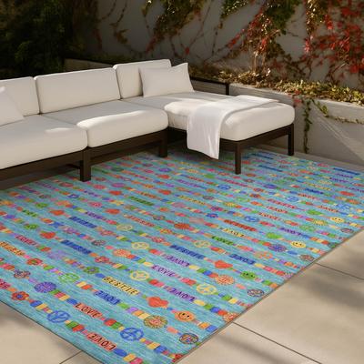 Addison Rugs Machine Washable Indoor/ Outdoor Peace Love Chantille Rug