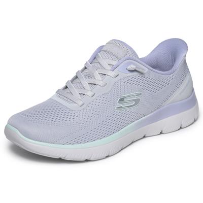 Slip-On Sneaker SKECHERS "SUMMITS", Damen, Gr. 39, Textil, grau, Schuhe, Schlupfschuh, Halbschuh, Freizeitschuh, mit Slip Ins