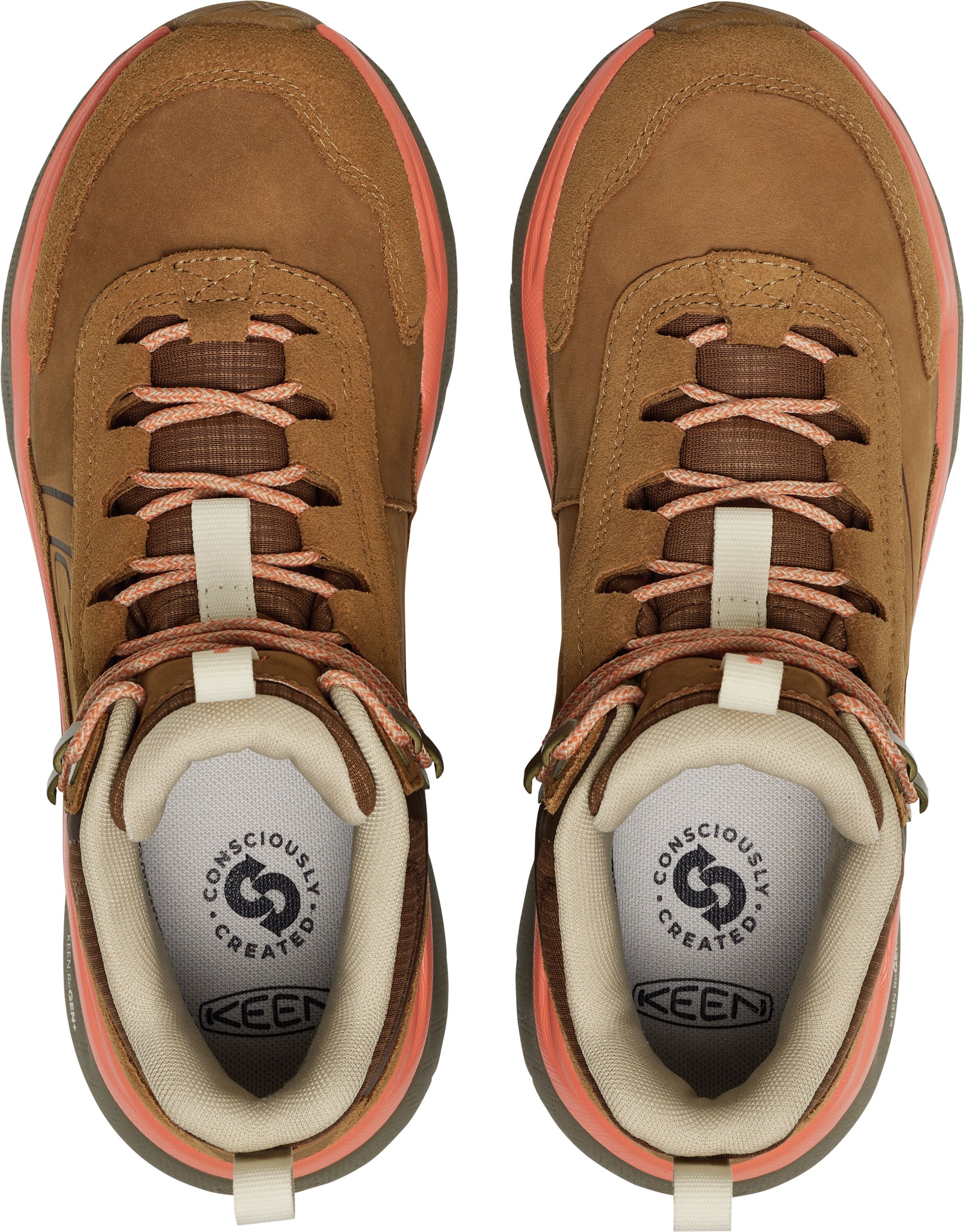 Outdoorschuh KEEN "LEIKI LEATHER MID WP", Damen, Gr. 37, Textil, braun (chipmunk, bison), Leder, Textil, Schuhe Outdoorschuh, wasserdicht chipmunk, bison 37, Textil