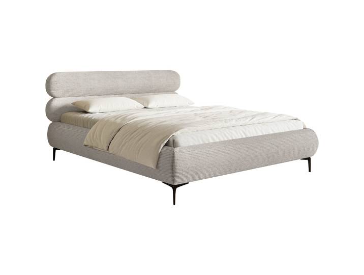 Gepolstertes Bett 140x200 cm Roule Cord grau-beige Cord Stoff