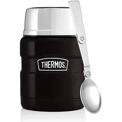 Thermos Style Food with a tablespoon and a cup - matt black 470 ml, Thermoskanne, Schwarz