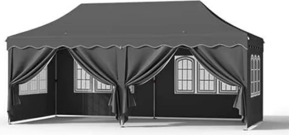 Bolt Edge Faltpavillon 3x6 m - Partyzelt mit 6 Seitenwänden - Wasserdicht - UV50+ Sonnenschutz - Gartenpavillon Grau