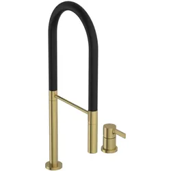 Ideal Standard Gusto Küchen-2-Loch-Armatur BD425A2 brushed gold, mit 2-Funktionshandbrause aus Metall