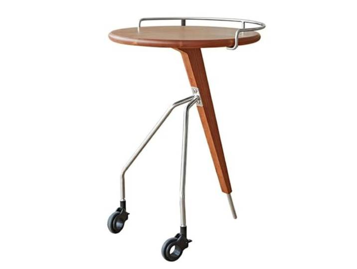 9bbhfJw4R Couchtisch im Landhausstil Mobiler Sofa-Beistelltisch aus Holz mit Rollen for Freizeit(Bruin)