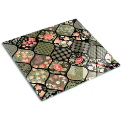 GLASPLATTE 60x52 cm Blumenmuster